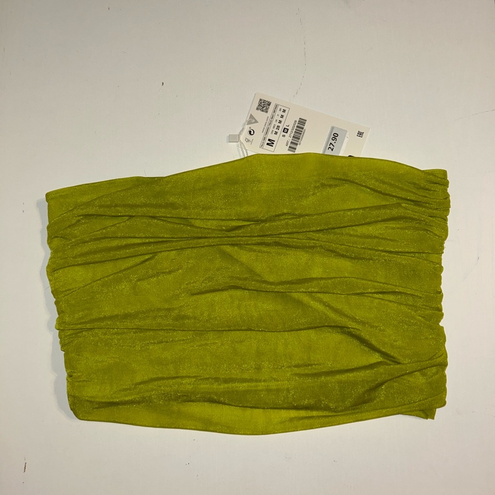 Strapless green top from Zara